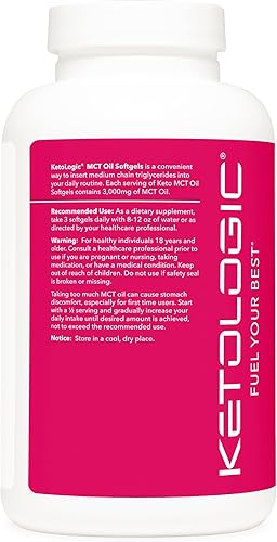 Miniatura 3 de Ketologic Aceite MCT (180 cápsulas blandas) (60 porciones) (3,000 mg de aceite MTC por porción), triglicéridos de cadena media