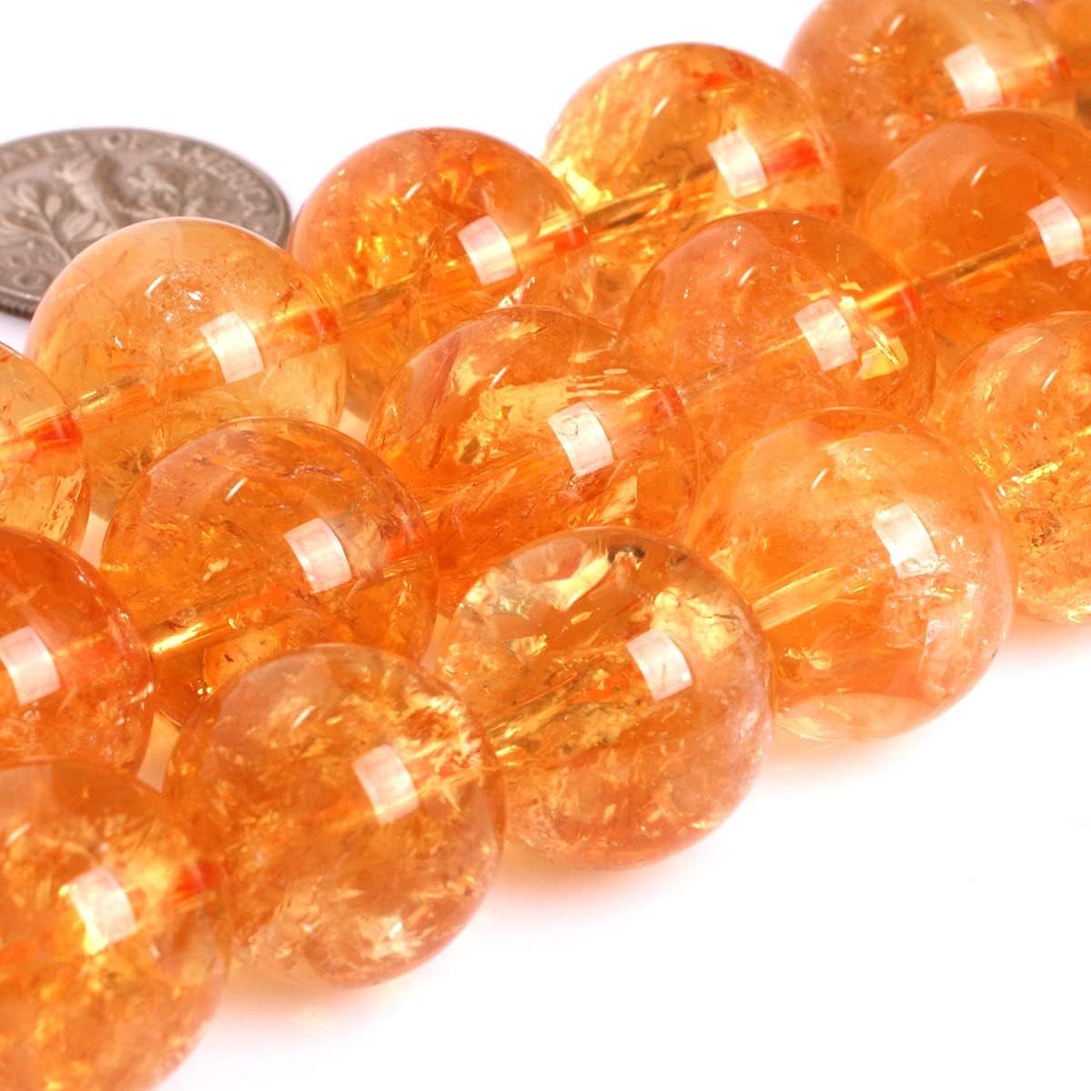 GEMInside Genuine Yellow Citrine Gemstone Loose Beads 14mm