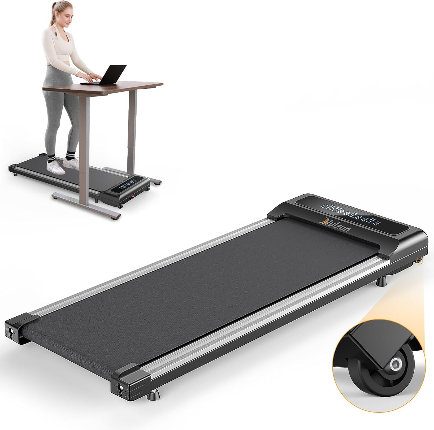 Under Desk Treadmill for Home Office: 2 in 1 Walking Pad Treadmill with Remote Control LED Display, Mini Portable Walking Treadmills Under Desk, 2.5 HP Powerful & Quiet Motor with 265 lb