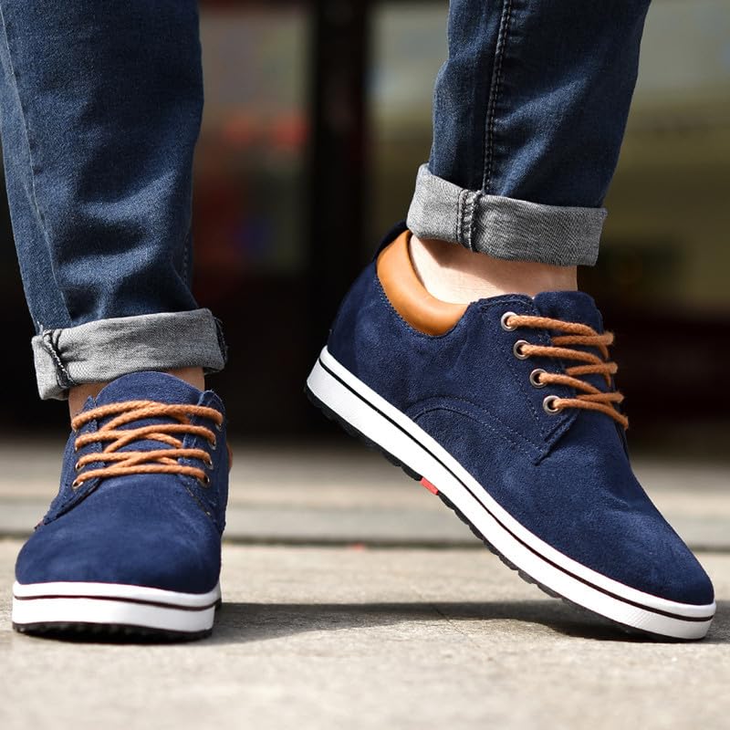 Image of BMINFEE Height Increasing Shoes Men's Taller Height Elevator2.4 Lace-up Flannelette Cowhide Leather Lightweight Casual Walking