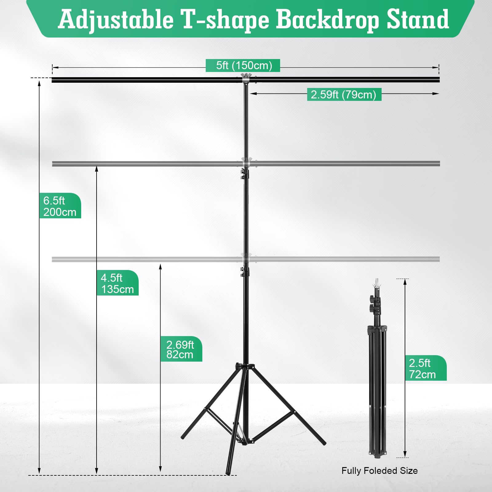 Noir et Blanc 2-en-1 Portable Screen Chaises, Fond Pliable 57 in avec Support,Fond Noir et BlancPliable Double Face, clé Chrome pour la Photographie, Le Streaming, Les Jeux, Les appels vidéo