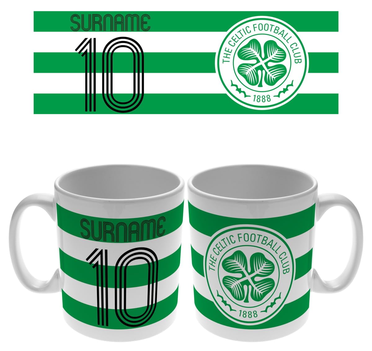 Personalised 'Retro Shirt' Design 11oz Mug for Celtic FC Fans, Great for Celtic Football Supporters, Ceramic Tea Coffee Mug