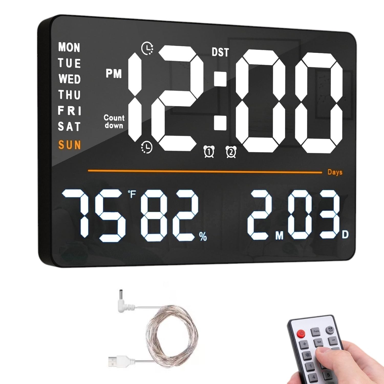 Buy ELEXIQ Large-Digital-Wall-Clock Large Display with Remote Control ...