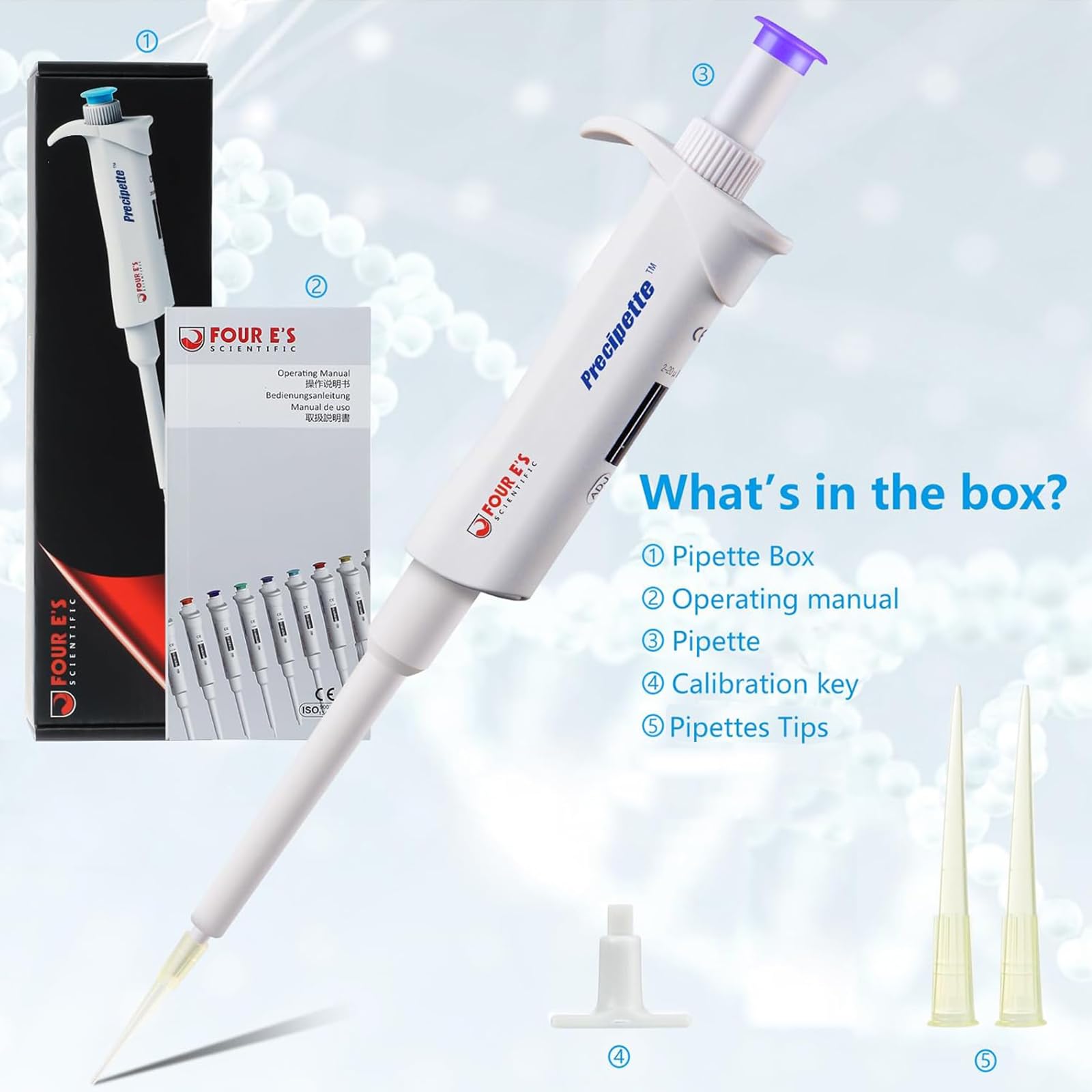Micropipetta ad alta precisione da 0,5-10 μl, pipetta a canale singolo volume regolabile, pipettatore liquido manuale per scuola scientifica di laboratorio