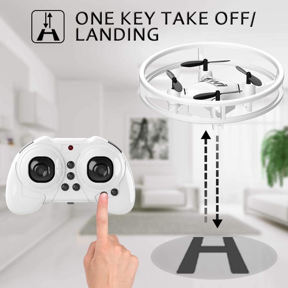 Dwi Dowellin Mini Drone Crash Proof RC Quadcopter One Key Take Off Nano Drones Toys for Kids Beginners Children Comes with Carrying Case and 2pcs Batteries, Black