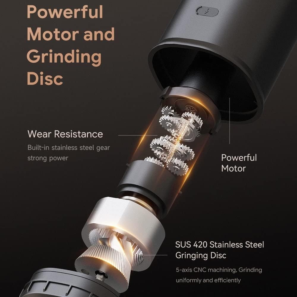 Portable Automatic Coffee Grinder, 3 in 1 Cordless Coffee Grinder Electric, USB Rechargeable Coffee Bean Grinder with Stainless Steel Burr Long Battery Life