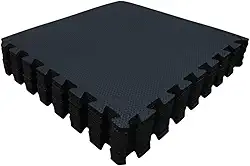 Kit com 12 Tatames Tapetes EVA Com Borda 50cm X 50cm X 1cm Preto