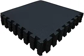 Kit com 12 Tatames Tapetes EVA Com Borda 50cm X 50cm X 1cm Preto