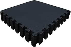 Kit com 12 Tatames Tapetes EVA Com Borda 50cm X 50cm X 1cm Preto