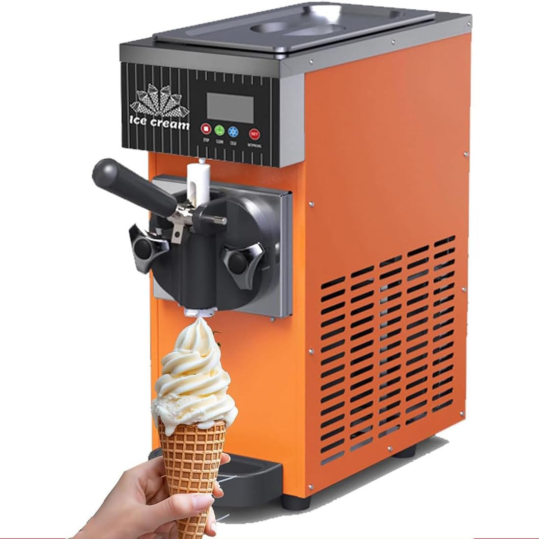 Softeismaschine Mit Automatischer Reinigungsfunktion Und LCD-Anzeige Für Den Gewerblichen Einsatz，Orange BQL28