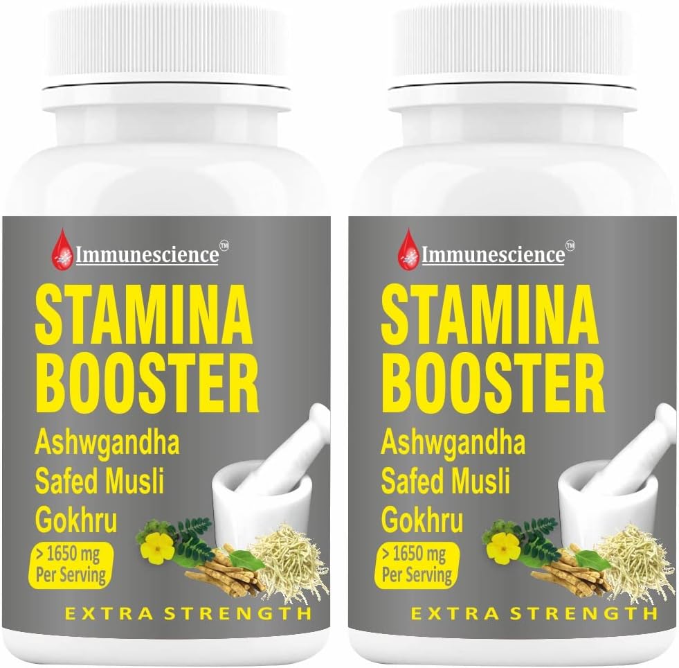 Stamina Booster Tablets For Men With, Ginseng Powder, Safed Musli, Ashwagandha, Testosterone Boost Immunity To Adults Gym Health & Energy Level-120 Tablet (Pack of 2)