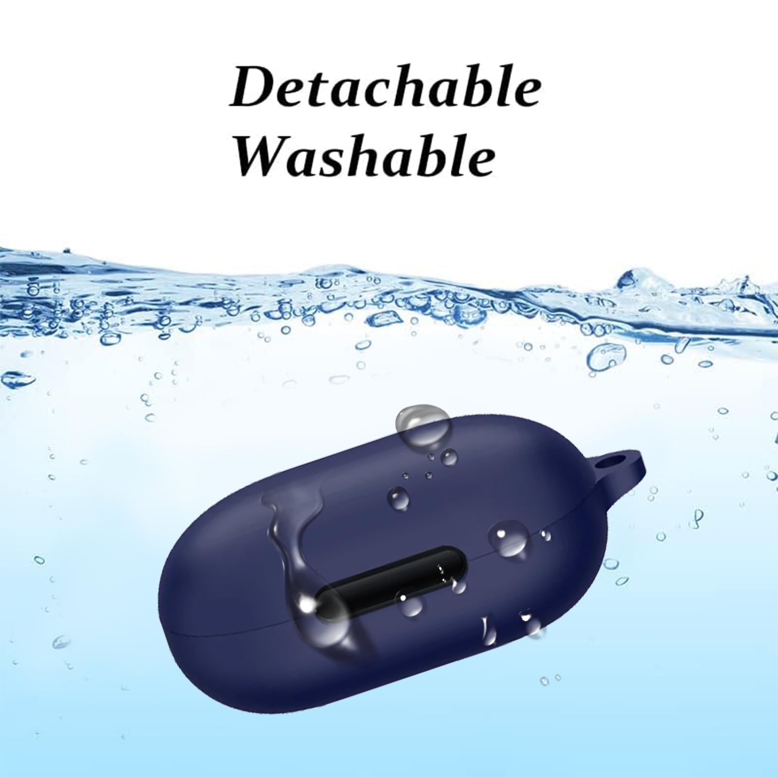 Case for Anker soundcore a40 with Carabiner,Anti-Scratch Premium Soft Silicone Full Protective Case,Shockproof Ultra Slim Headphone Protective Case for Anker soundcore a40,Blue - Image 4