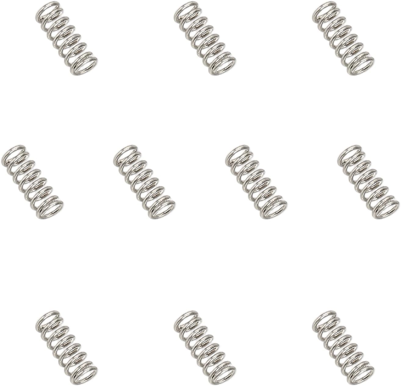 MECCANIXITY Compression Spring 2 mm OD 0.3 mm Wire 5 mm Free Length 304 Stainless Steel Small Extension Spring for DIY Projects Home Shop Repairs (Silver Tone, Pack of 10)