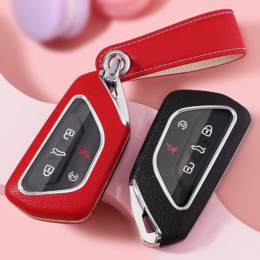 ontto Stylish Key Cover for VW Smart Remote Key Fob Case Leather Key Holder Protector