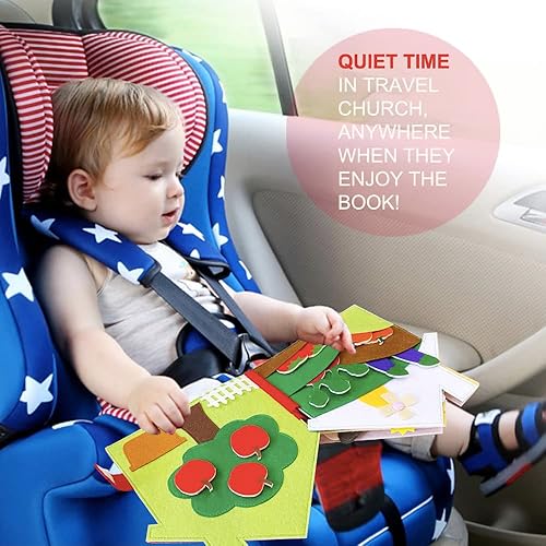 Miniatura 5 de Libro tranquilo para niños pequeños, libro de fieltro para niños de 2 a 3 y 4 años, juguetes Montessori, libro de tela (Día de mi granja)