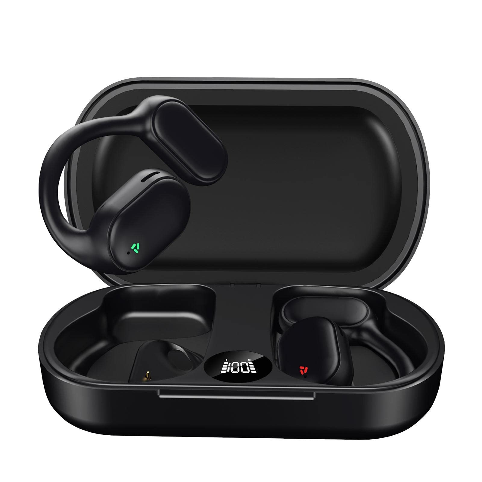 Auricolare senza fili con orecchio aperto, riduzione del rumore ENC, auricolare wireless con microfono, comodo da indossare per sport e lavoro, vivavoce per allenamenti e corsa