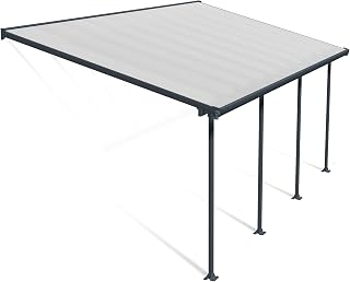 Canopia by Palram Terrassenüberdachung Alu Feria 3X6.10 Polycarbonat Hohlkammerplatten Pergola 610 x 300 cm Grau zur Überdachung ihrer Terrasse