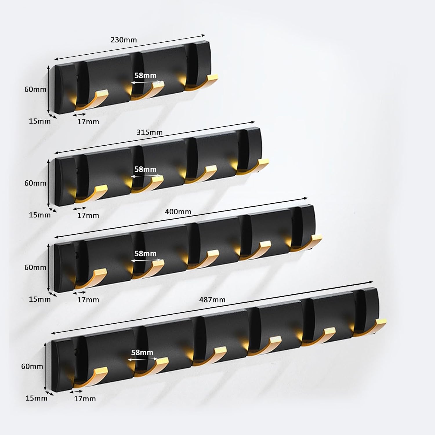 Wall Mounted Aluminum Coat Rack Foldable Metal Hidden Hooks Hanging Hanger Heavy Duty Modern Space Saving Towel Clothes Hooks for Kitchen Bathroom Bedroom Entryway (5 Hook)