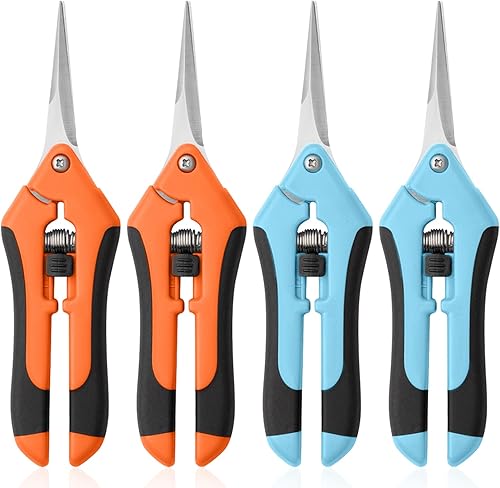 Miniatura 8 de Tijeras de podar de jardín, paquete de 3 tijeras de jardinería, tijeras de jardín de acero inoxidable, tijeras de flores, tijeras de podar, tijeras