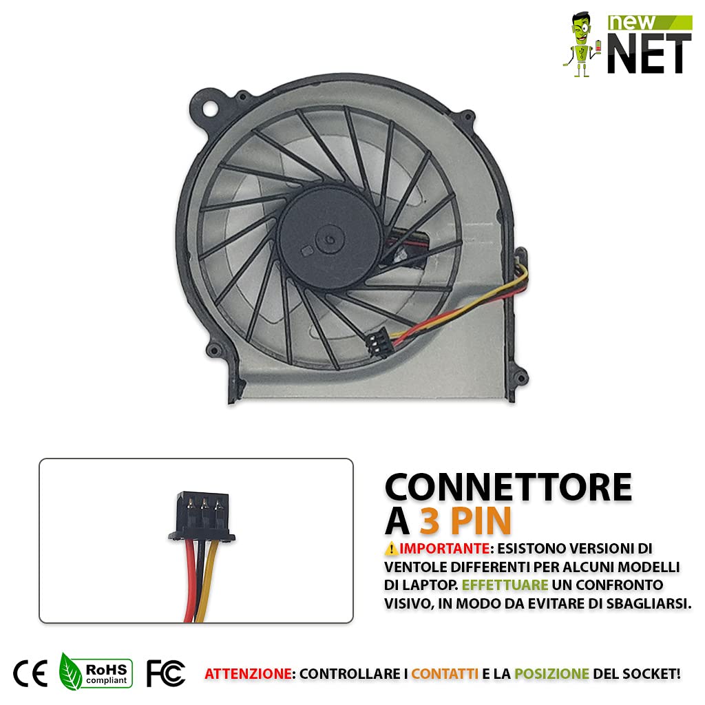 New Net ® Replacement - Ventola CPU Fan compatibile con HP Pavilion g6-1275sl g6-1277sl g6-1278sl g6-1279sl g6-1280sl g6-1281sl g6-1282sl g6-1283sl g6-1285sl[ Slim con diametro da 53 mm ]