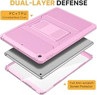 MoKo Virágmintás Rózsaszín iPad Tok - Beépített Képernyővédővel és Állvánnyal, iPad 9/8/7 Generációhoz (10.2"), Ütésálló Védelem 3
