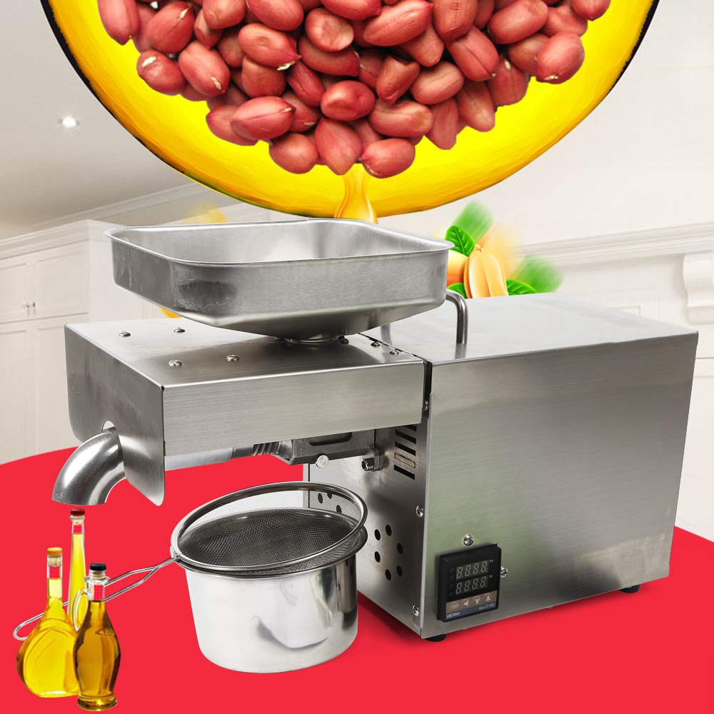 610W Electric Oil Press Machine with Single Oil Outlets, Commercial Oil Press Stainless Steel Automatic Oil Press Machine,Oil Maker Machine Oil Press Extractor Machine for Home Kitchen Restaurant