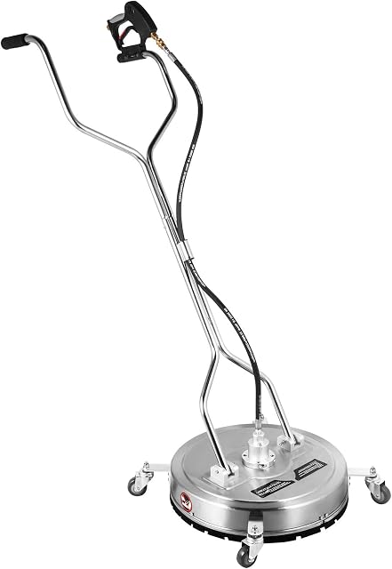 VEVOR Surface Cleaner 20 inch Flat Surface Cleaner for Pressure Washer 4000psi Pressure with 3/8 Quick Connector Surface Cleaner with Casters 10.5GPM Stainless Steel Rotating Rod,3 Nozzle