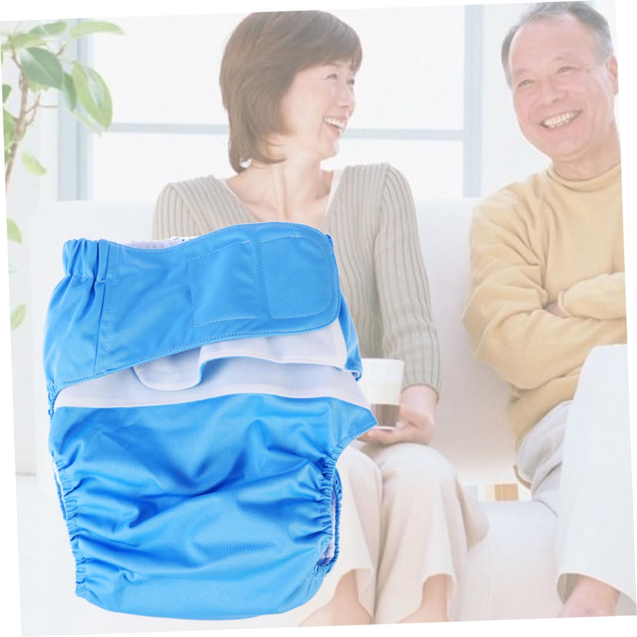 TOVINANNA Washable Adult Diapers Leakproof Incontinence Pants for Women Men Cotton Polyester Lined Nighttime Protection Sky