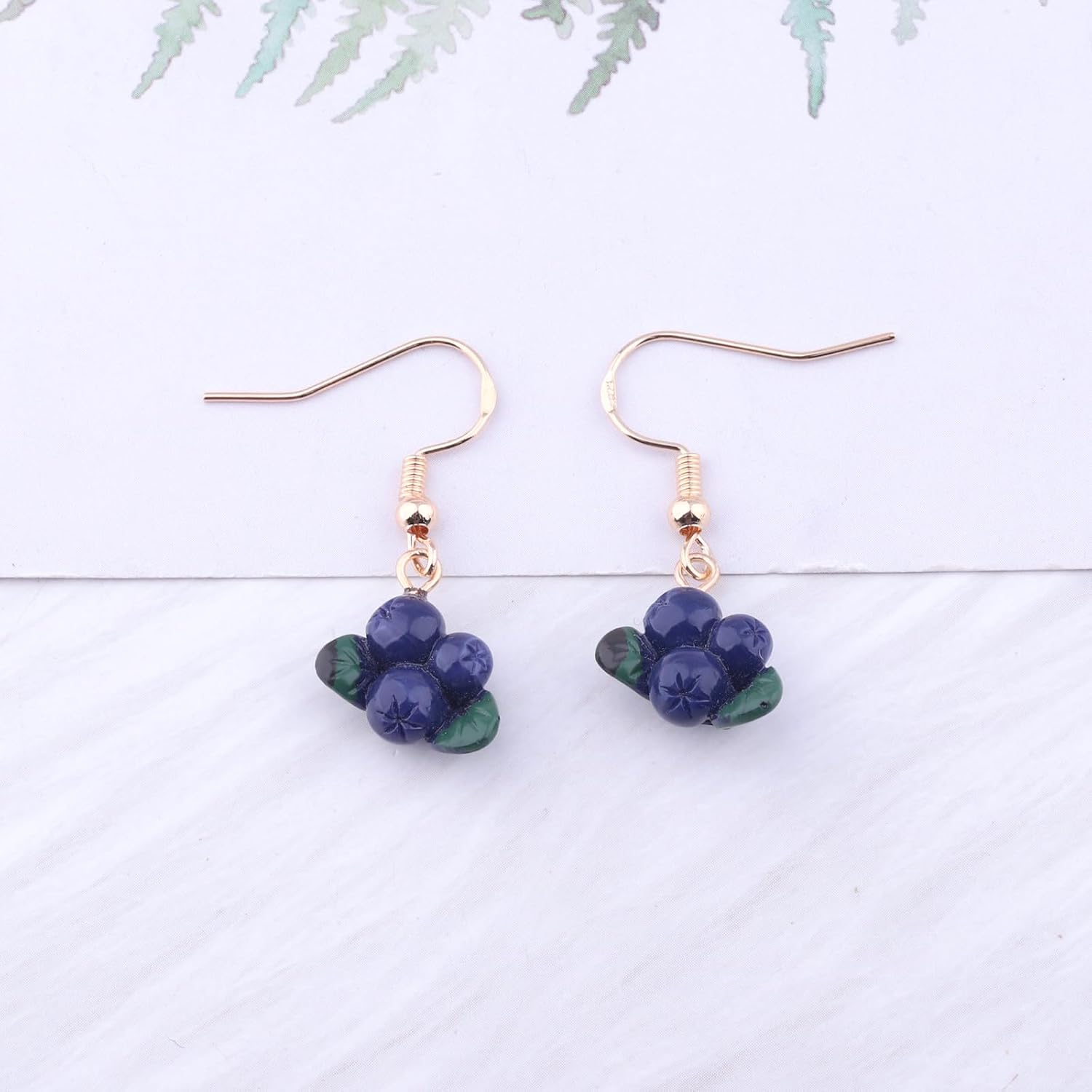 OKEYCH Blueberry Lover Gift Blueberry Design Earrings Berry Jewelry Who Loves Blueberry Gift Boho Fruit Merch