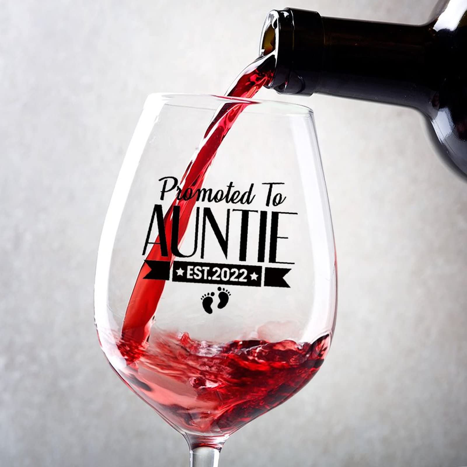 Verres à vin rouge Promoted to Auntie 325ml, lot de 2 pour idée cadeau femme
