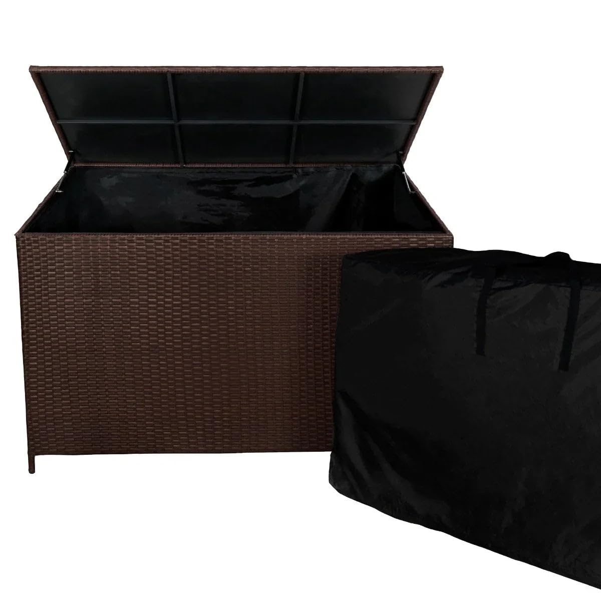 B&Q - Jardí Brown Rattan Garden Storage Box Large 582L Outdoor Chest