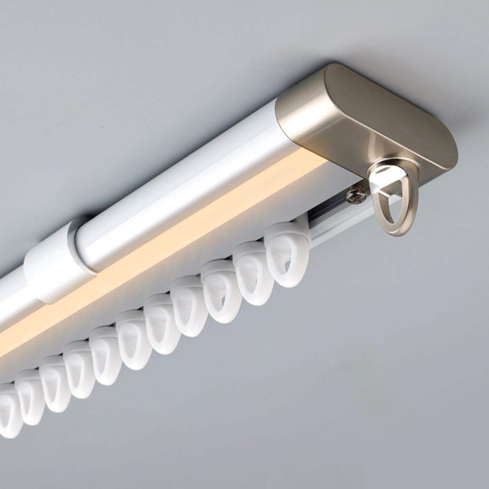 Rail de Rideau Plafond LED, Simple Voie avec Glisseurs Fluides