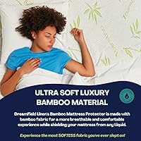 Vista 5 de Protector de colchón de bambú con cremallera, funda de colchón 100% impermeable, tamaño King, tela jacquard ultra suave, transpirable, sin ruido