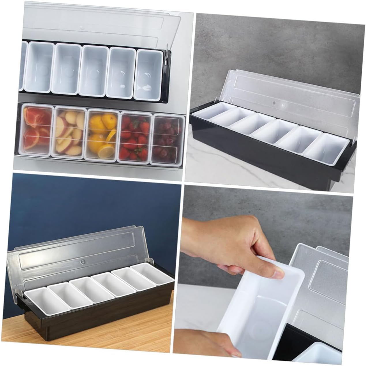 Ciieeo Multiple Compartment Storage Box Condiment for Bar Kitchen Plastic Fruit Snack Organizer