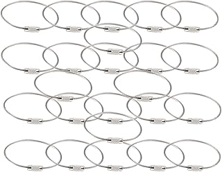 كيبل سلسلة مفاتيح دائري M من الستانلس ستيل، قابل للفصل مع قفل ببراغي، امن ومتين للمفاتيح وبطاقات الأمتعة وحوامل بطاقات الهوية - 24 قطعة