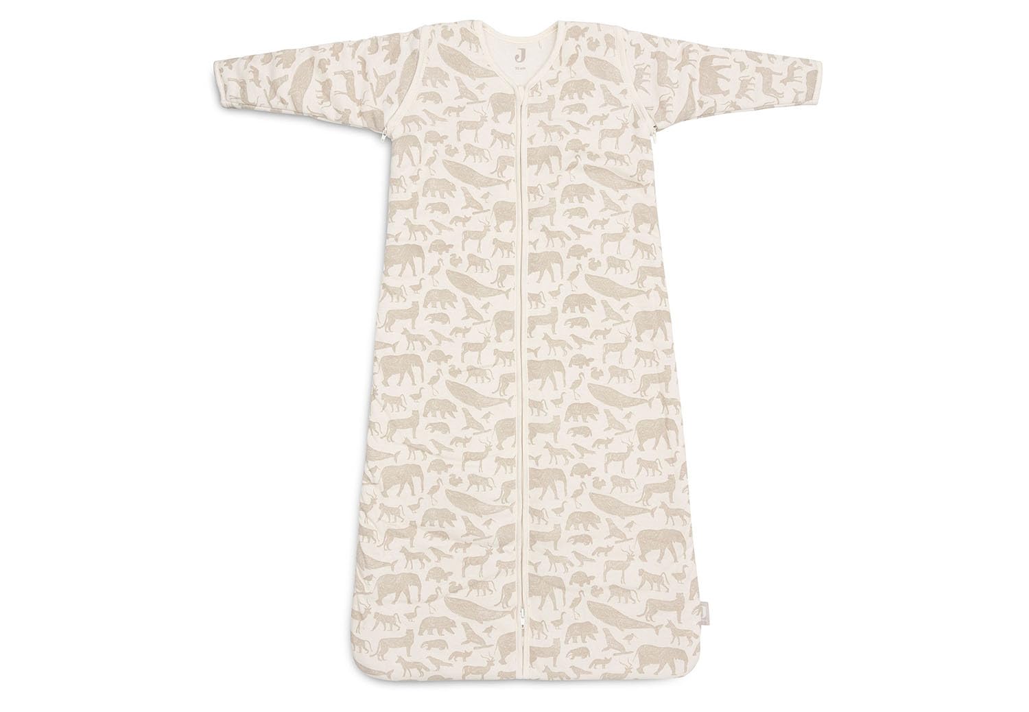 Jollein Schlafsack Baby - Animals, Nougat - 70 cm - Baumwolle - 2.0 bis 3.0 Tog - Abnehmbare Ärmel - Baby Schlafsack - Tierprint, Beige