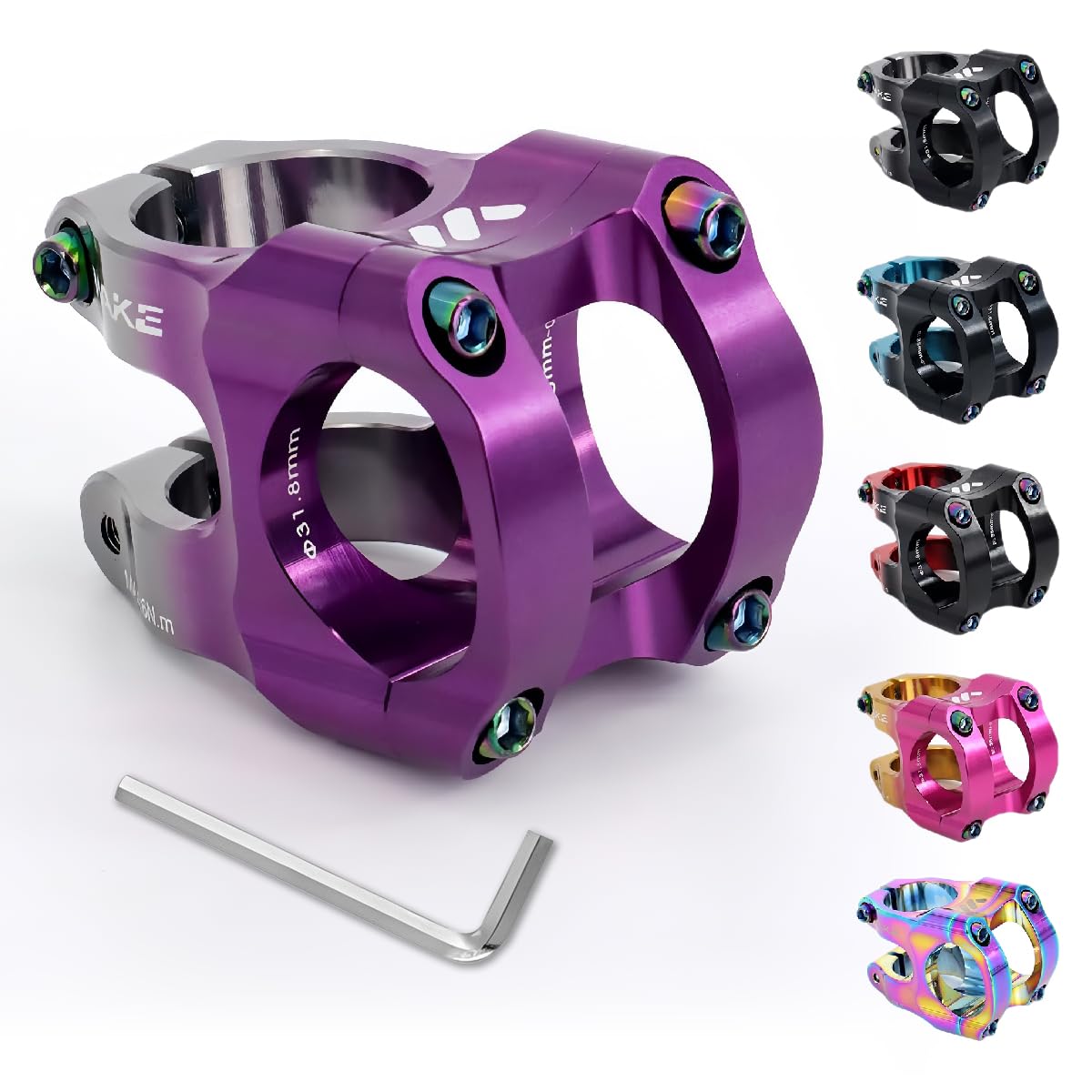 BESNIN Bike Stem 0 Degree 35mm/50mm Short MTB Stem, CNC Machined Aluminium Alloy, 31.8mm Handlebar Clamp for Mountain Bike, Gravel, Enduro, DH, XC & E-Bike (Two-tone Purple/Gray, 31.8x35mm) โ image 1