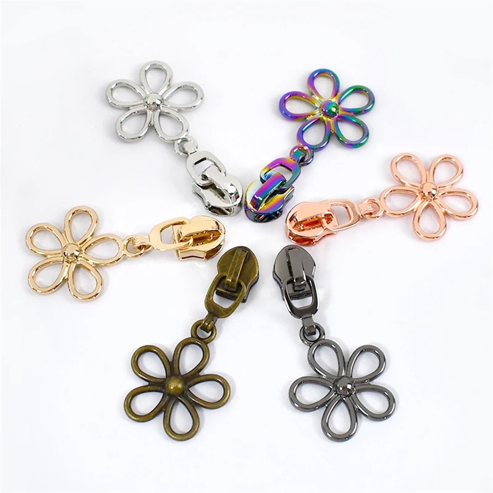 Kit de reparación de cremalleras, Cremallera de nailon deslizante, tamaño 5, multicolor, paquete varias piezas(Lightgold,50PCS-5#)