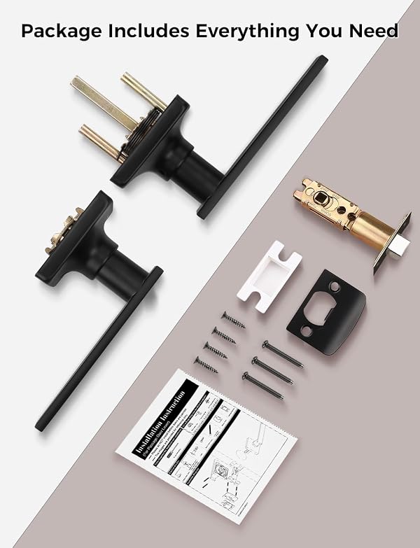 Mengico 4 Pack Passage Door Levers Black Finish, No-Locking Keyless Square Door Knob, Interior Door Handles for Closet and Hallway, Reversible for Left & Right Handed by Mengico - Image 7