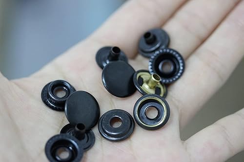 Miniatura 2 de BetterJonny - Juego de 120 cierres de metal a presión, 0.591 in, latón, resistente, botón a presión, para barco marino, bolsa de lona, cuero,