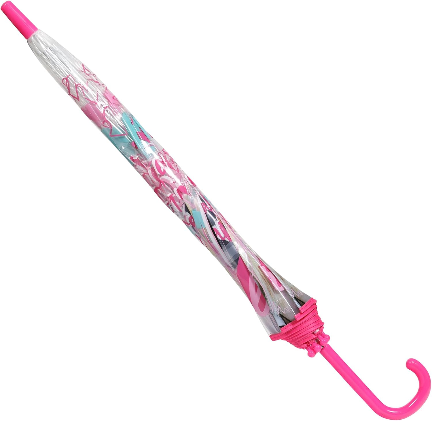 SRV Hub Barbie Children's Umbrella PVC 74 cm Transparent Dome Clock Umbrella for Kids Windproof Umbrella for Girls Keeps Young Athletes Dry and Happy, 3-7 Years