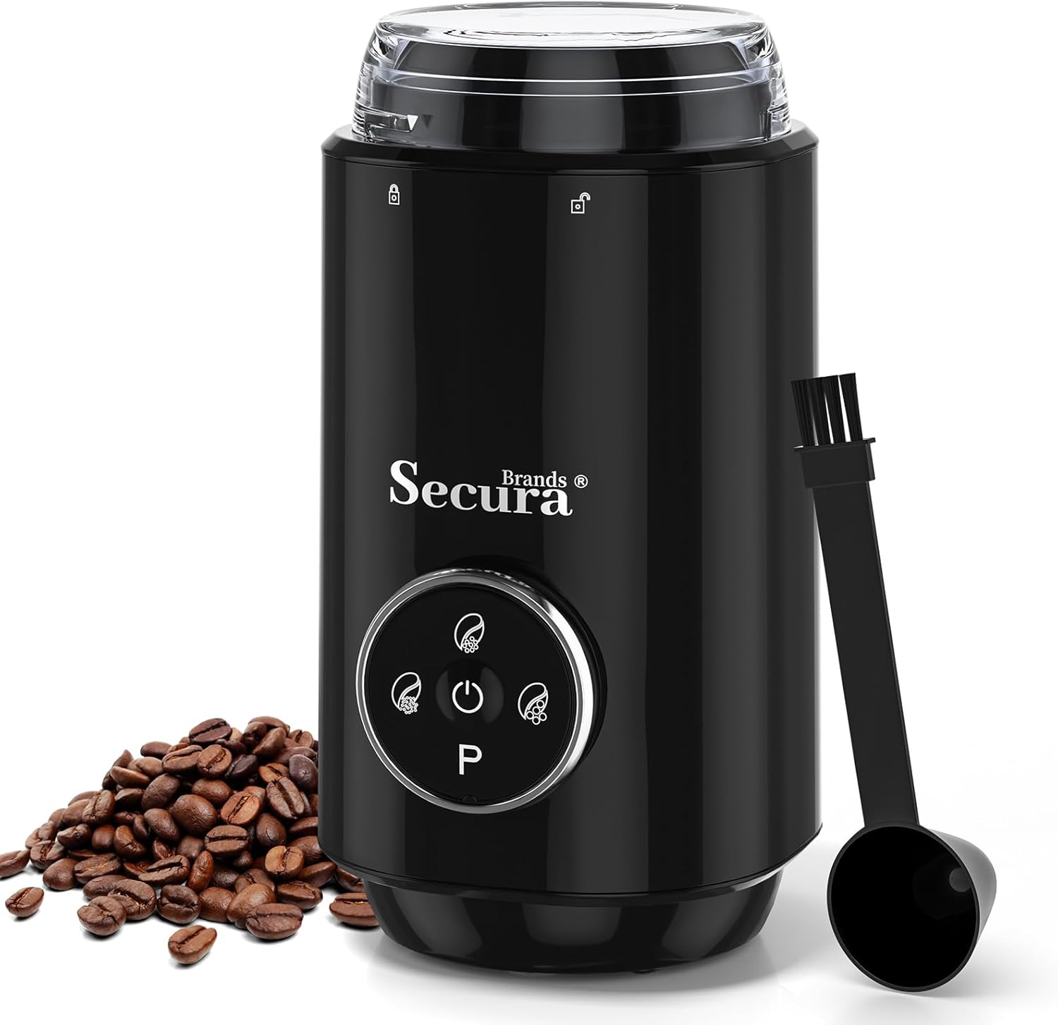 Secura Brands Electric Coffee Grinder with Coarse to Fine Multiple Grind Setting for Coffee Bean, Spices & Herbs, Black