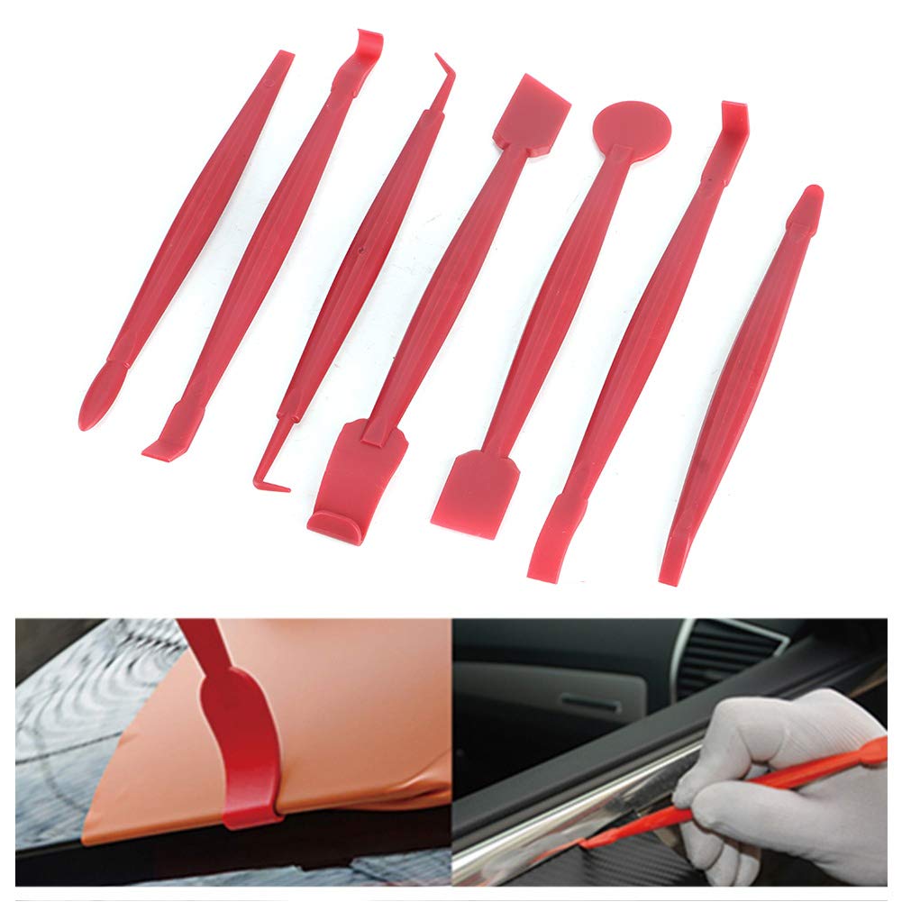 7 Outils De Fermeture De Bord Pour Film Auto - Grattoirs Non Rayants Pour Pose Vinyl, Changement Couleur, PP Rouge