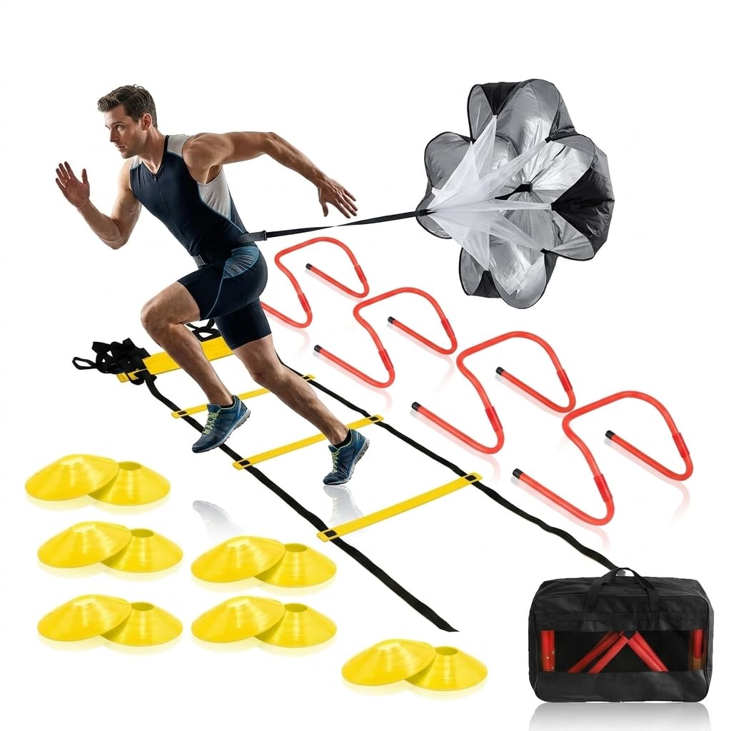 Homyl Set Agilità Calcio Allenamento, Set Portatile con Ostacoli Sportivi, per ragazzi, Set da 5 pezzi PLUS