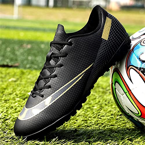 Oaouia Men's Soccer Cleats Training Soccer Shoes Youth Outdoor Indoor Boys Football Shoes Tf/Fg Breathable Futsal Soccer Sneakers Black 8 #TOP6