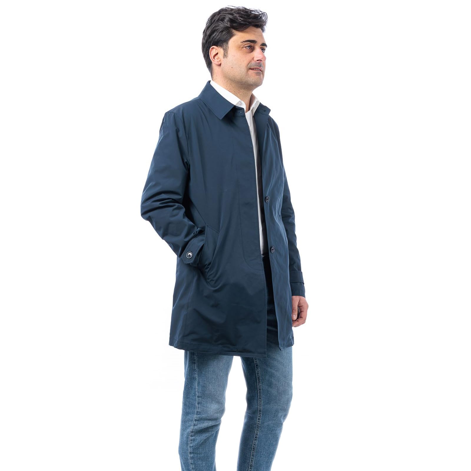 Trench Sartoriale Uomo Primaverile Cappotto Impermeabile Soprabito Estivo Leggero Elegante Cappottino Lungo Colletto Classico Stile Casual