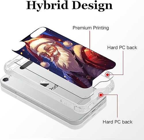 Miniatura 5 de KOLHUBI Clear Phone Case for iPod Touch 567 Designer Saint Claus-Art cc5 Exquisite Pattern Design Shock-Resistant Anti-Fall Protective Transparent