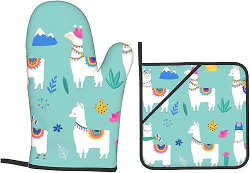 Miniatura 7 de Juego de manoplas de horno y soportes para ollas, guantes de horno, soportes para ollas para cocina, guantes impermeables para horno, manoplas con