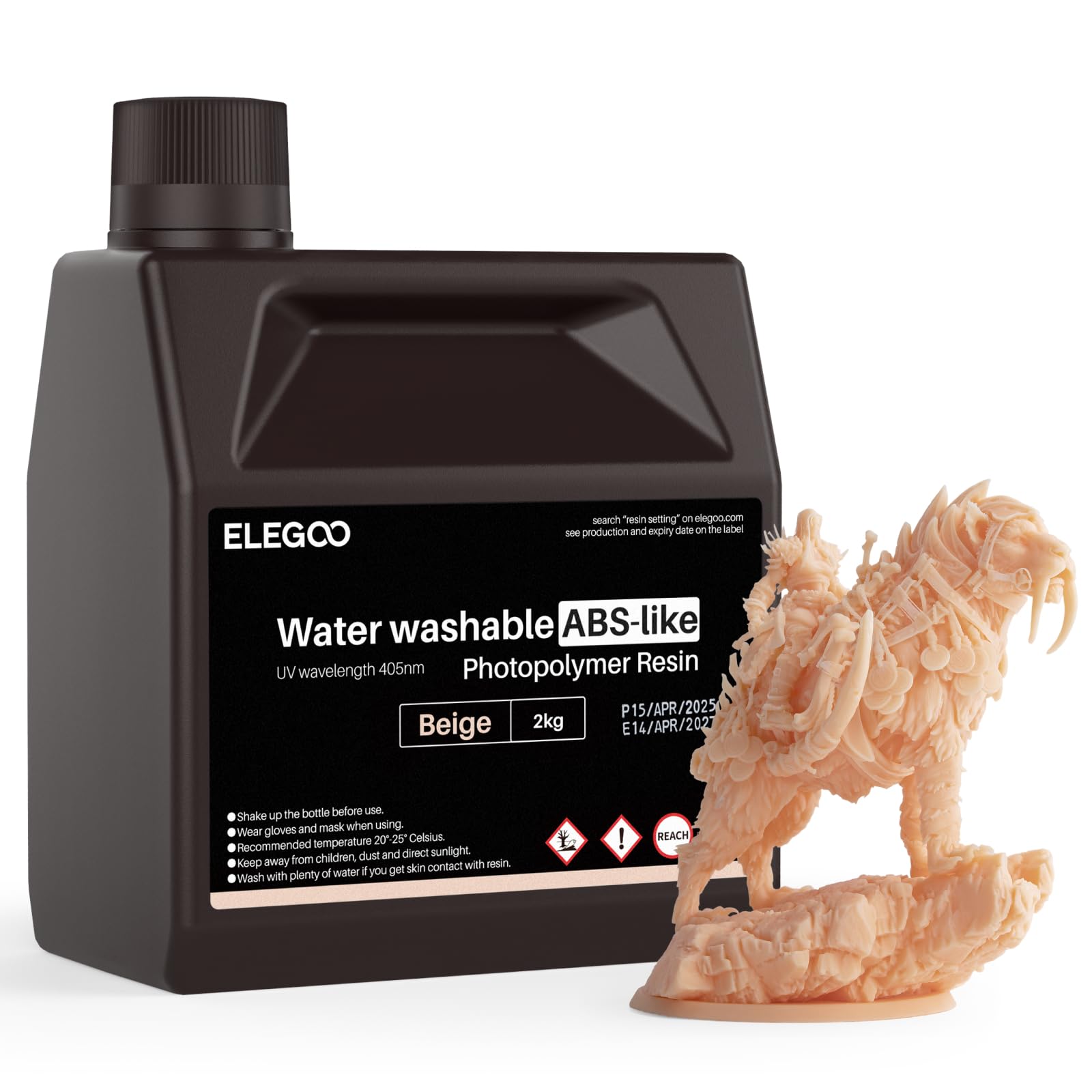 ELEGOO Résine ABS Like Lavable à l'Eau pour Imprimante 3D Beige 2000g