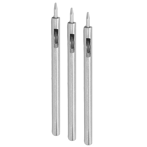 Miniatura 4 de YWBL-WH 3 piezas de cortador de agujero de cuero - Herramienta de artesanía de cuero de acero aleado, 0.039 in, plata, utilitario